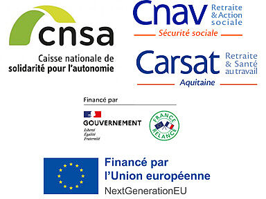 Logos CNSA, CNAV, CARSAT, Union Européenne et Gouvernement Français