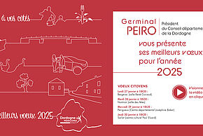 Carte de voeux 2025 du Conseil départemental de la Dordogne - Agrandir l'image, fenêtre modale