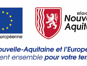 Logo avec les drapeaux européen et nouvelle Aquitaine et - Agrandir l'image, fenêtre modale